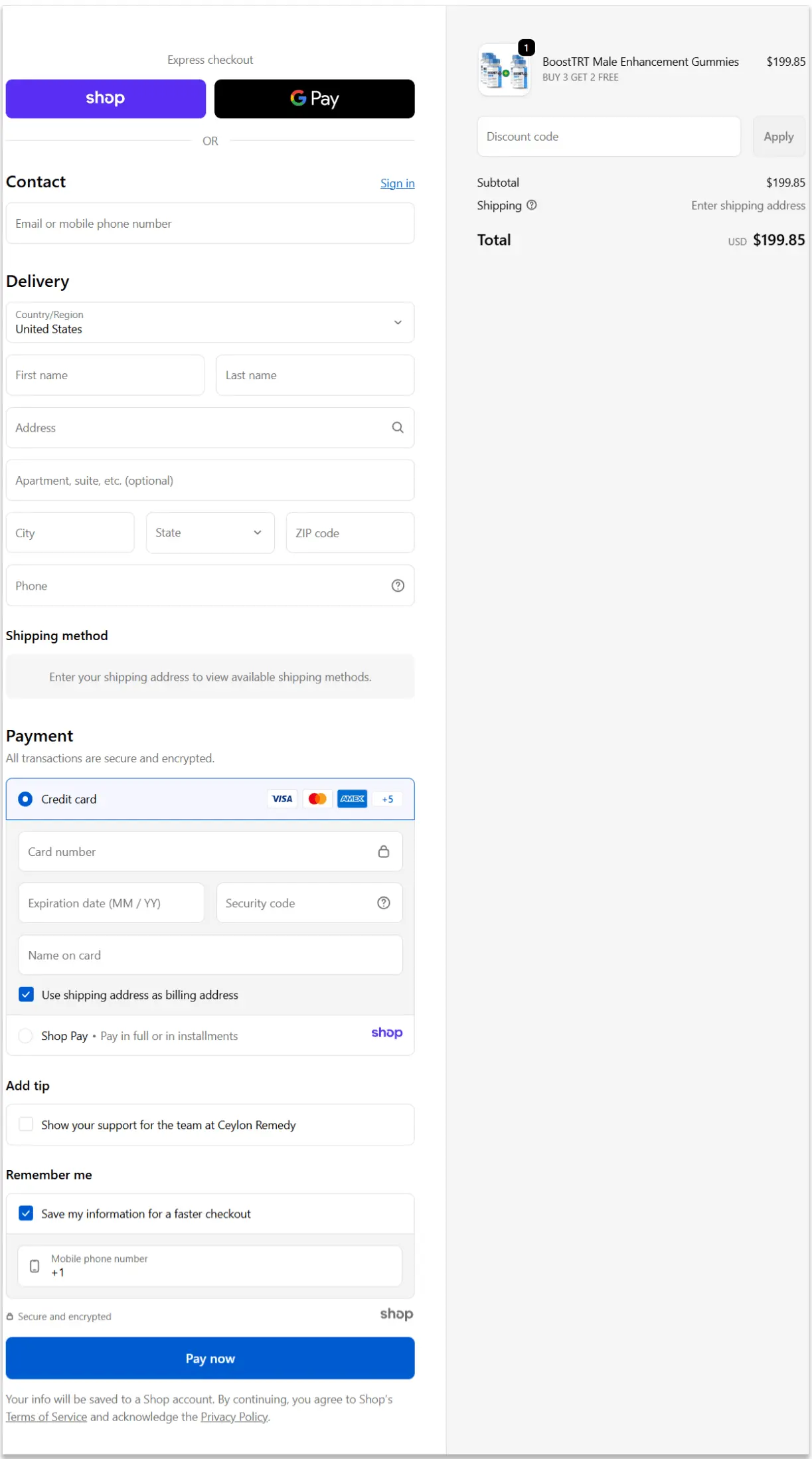BoostTRT Male Enhancement Gummies Secure Checkout Page